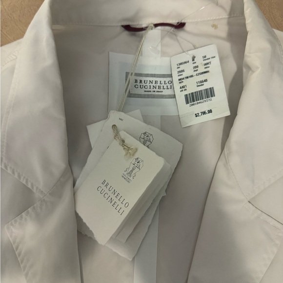 Brunello Cucinelli Mens White Nylon Jacket Sz 50/L - Picture 5 of 13